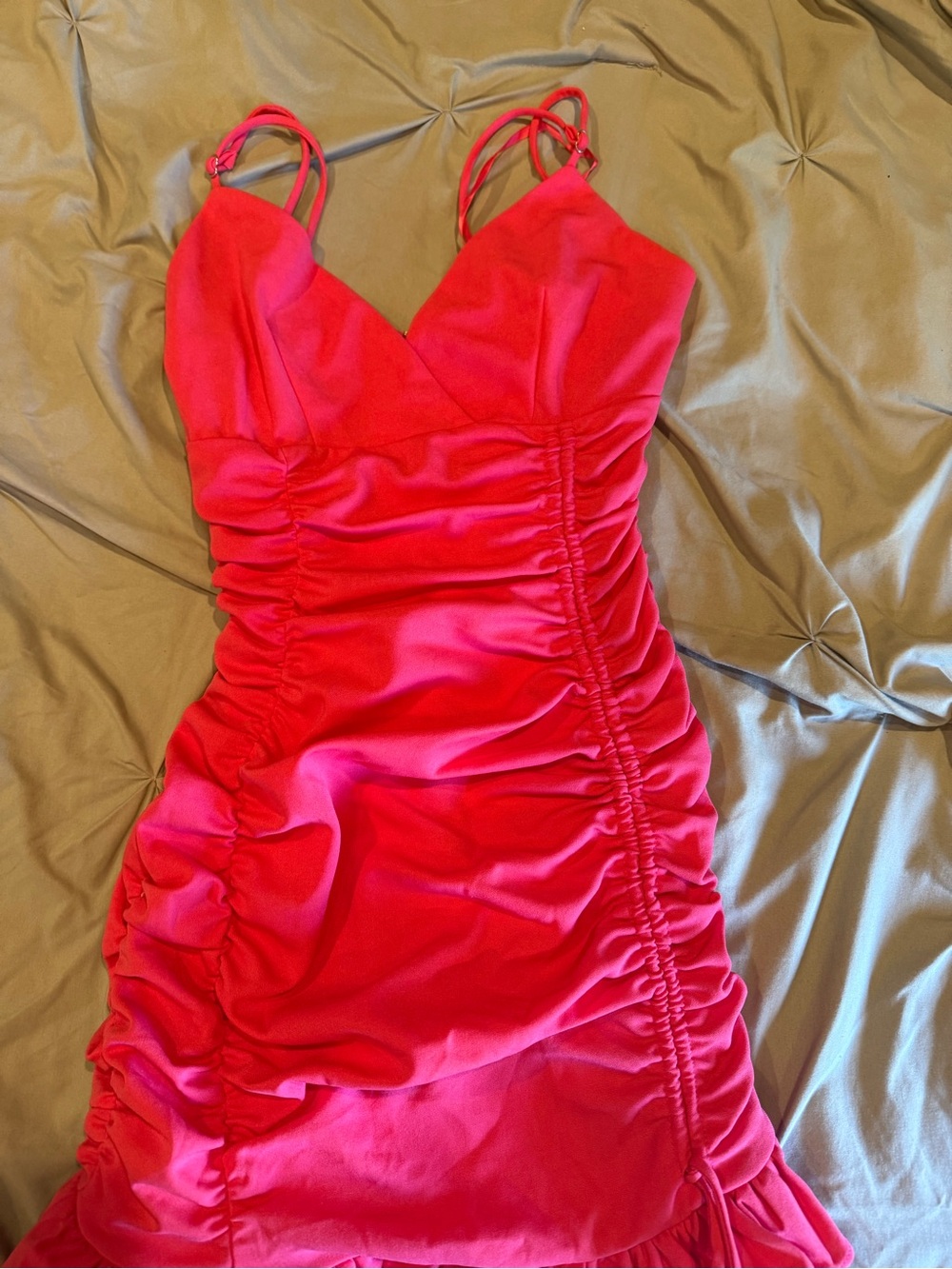 Angel Biba Hot Pink Ruched Mini Dress
